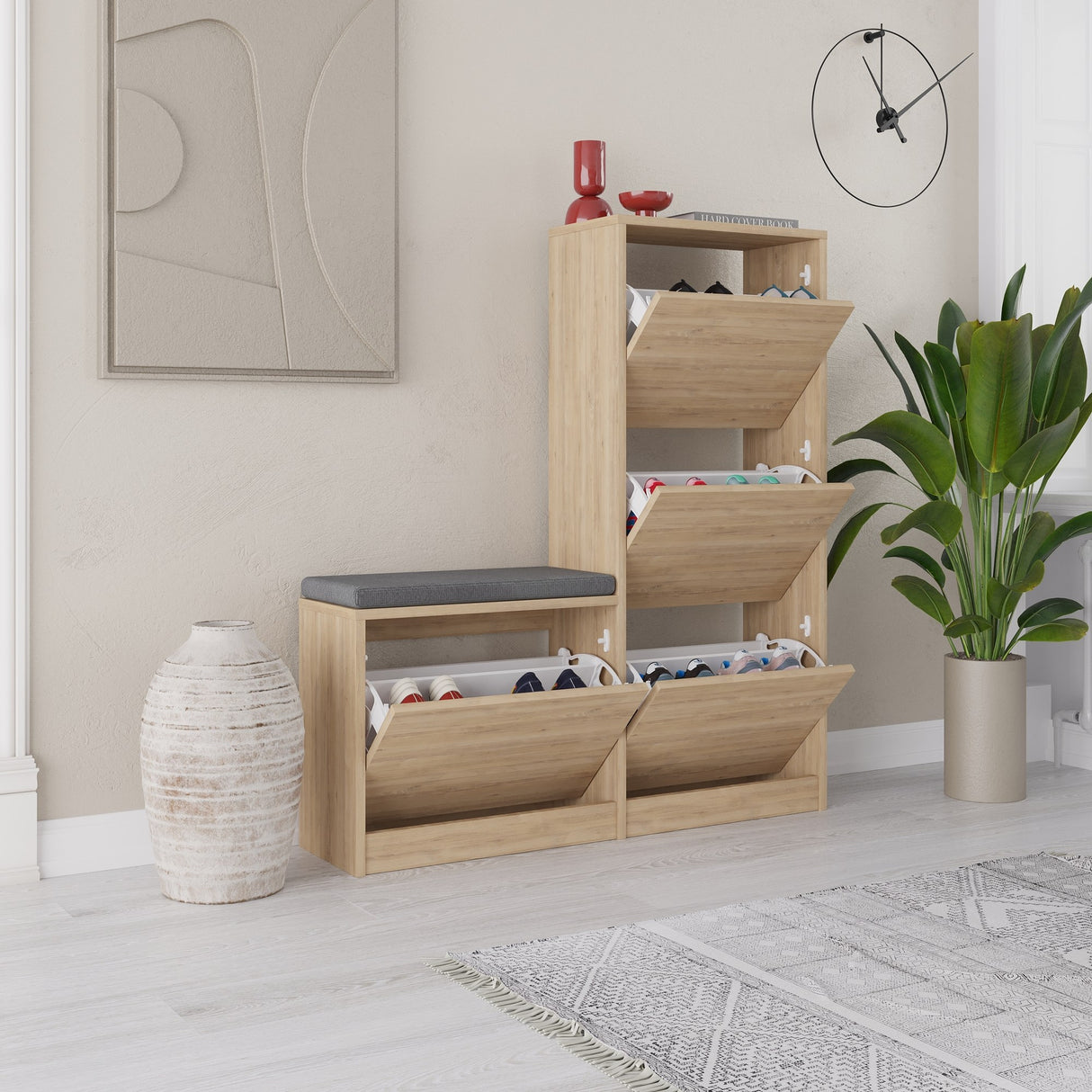 Schoenenkast Dude Eik Melamine 105x118,5x26 cm