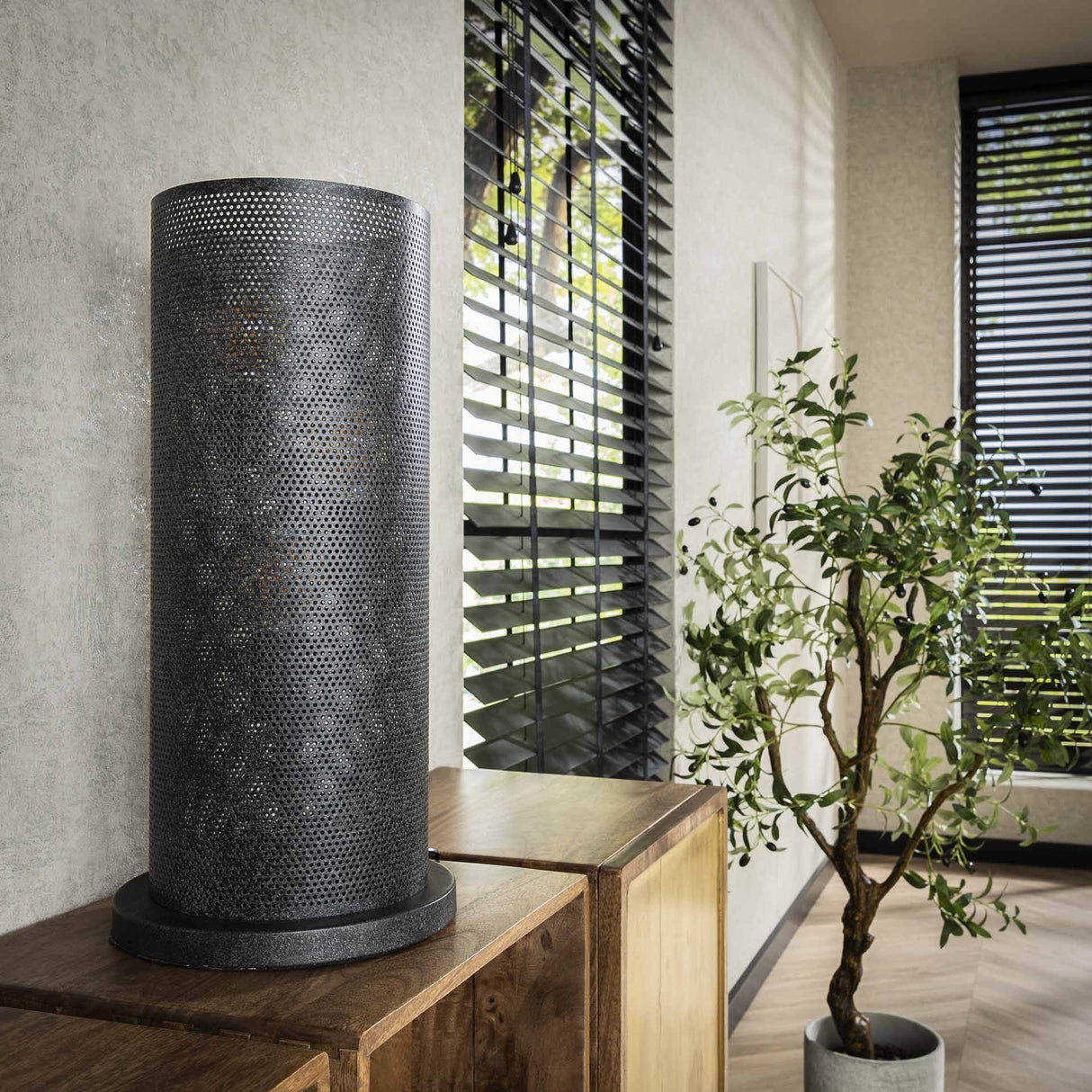 Tafellamp Knox 3-lichts mesh zwart