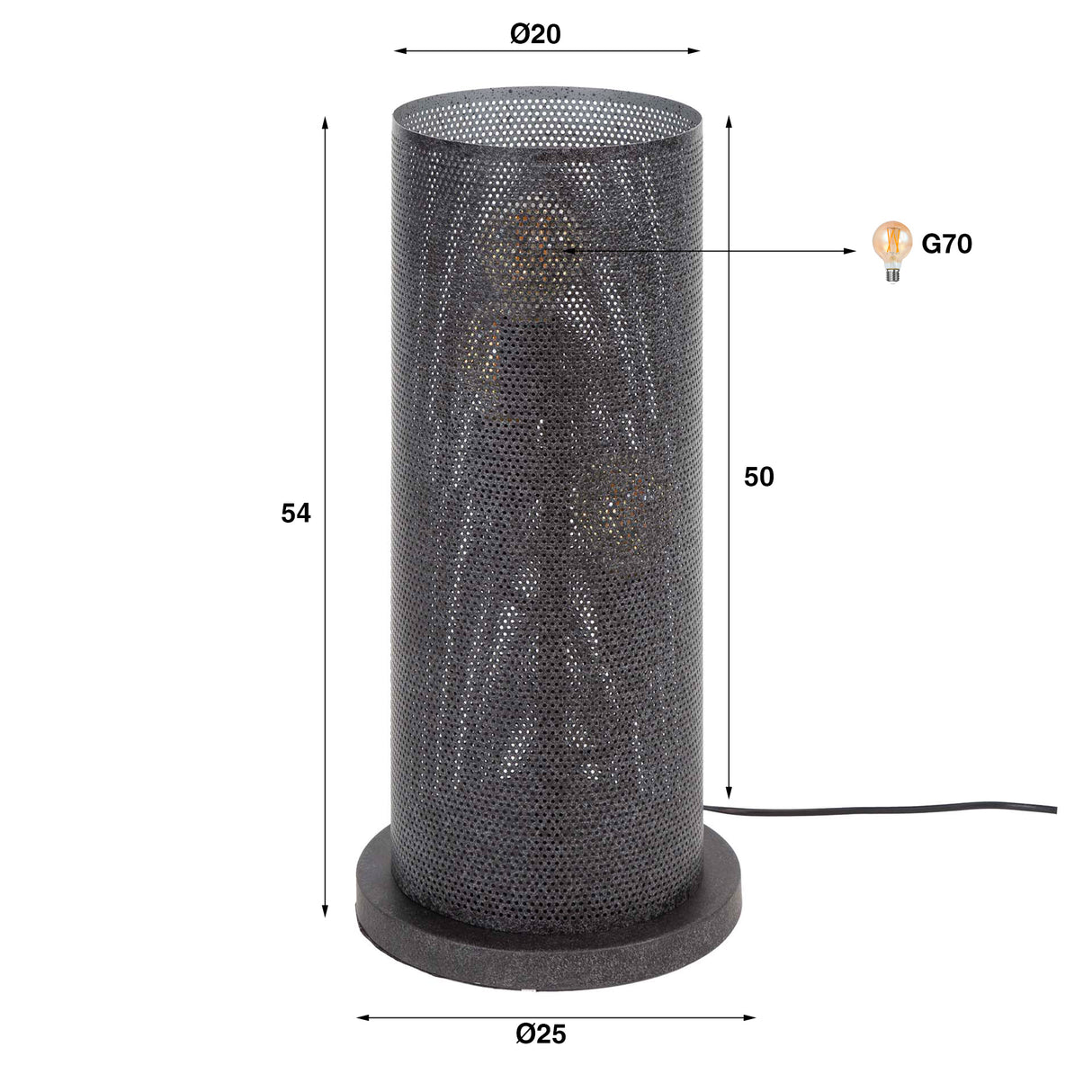 Tafellamp Knox 3-lichts mesh zwart