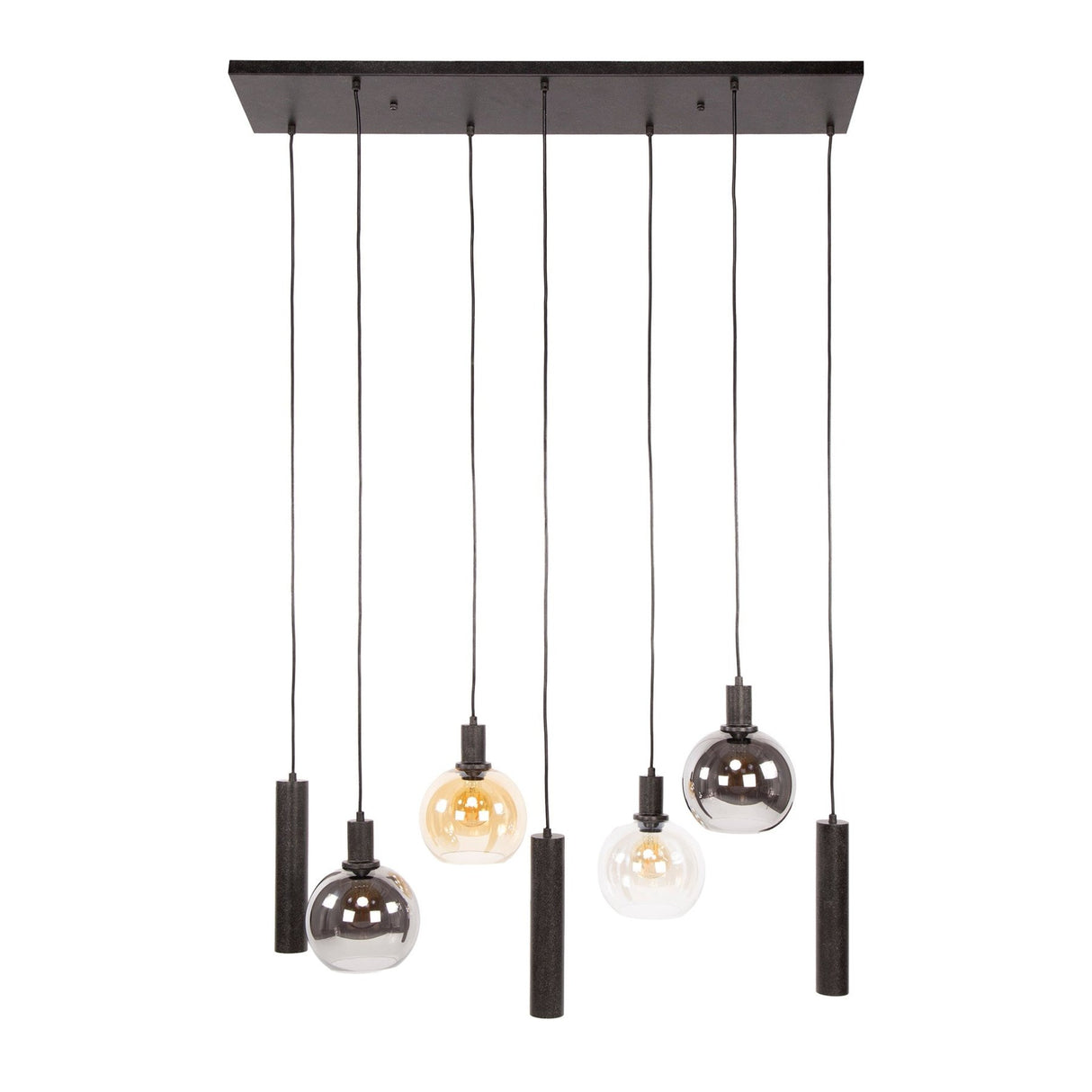 Hanglamp Valeo 7-lichts Zwart Metaal 110 cm