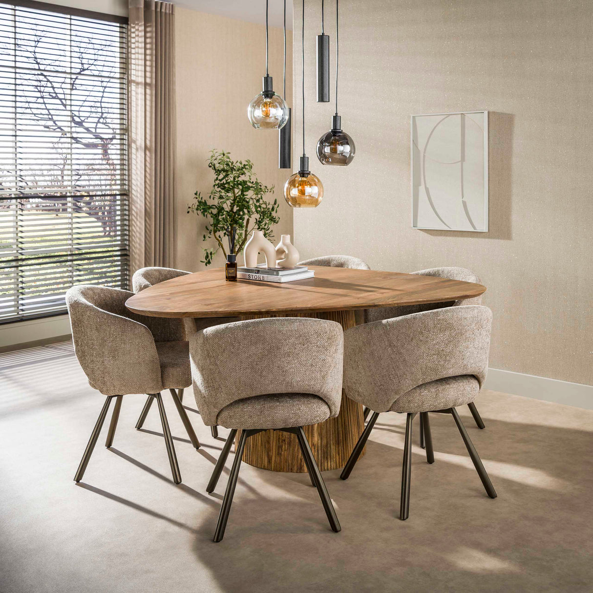 Hanglampen - Hanglamp 5 - lichts getrapt gekleurd glas zwart metaal Valeo - Dimehouse