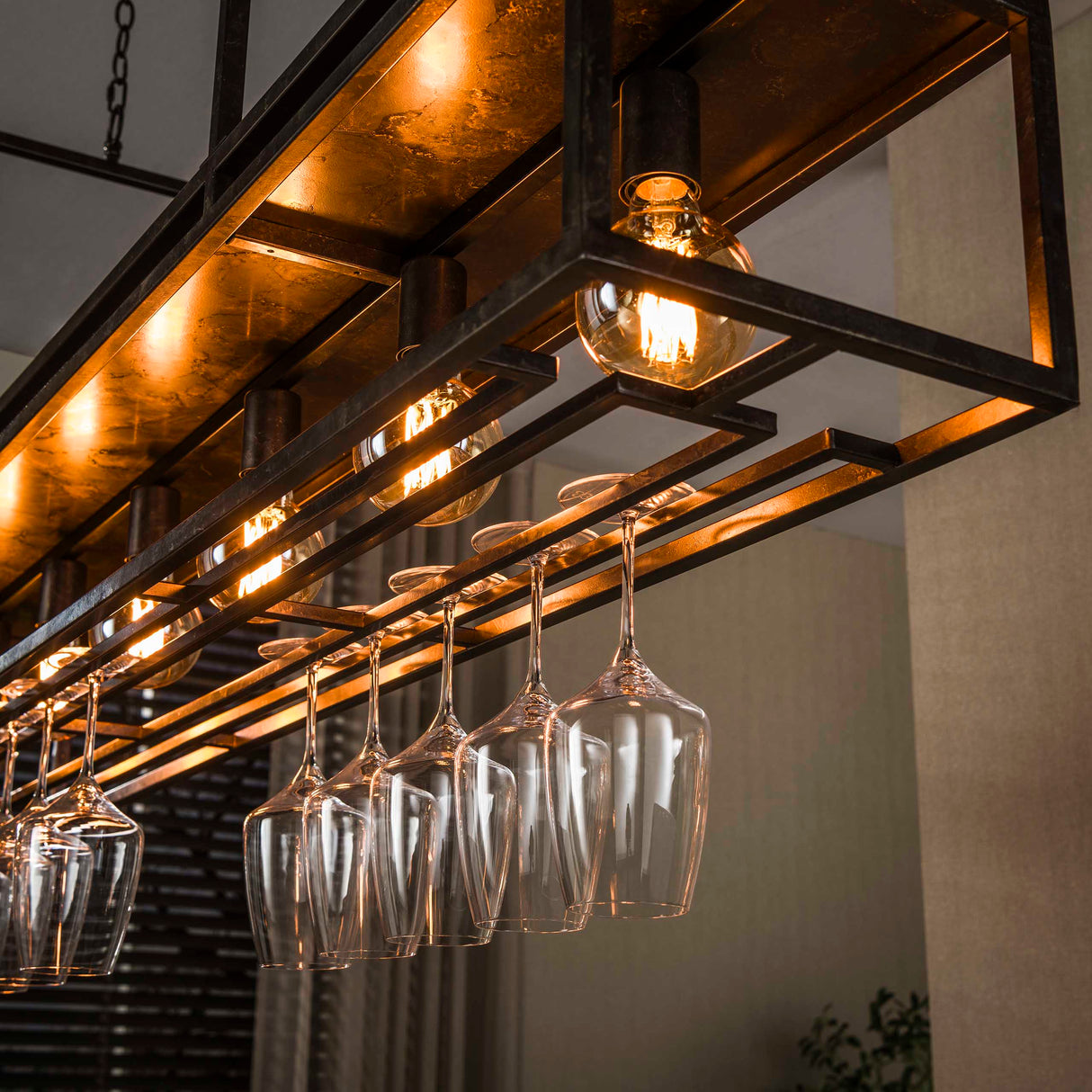 Hanglamp Eloisa 6-lichts metaal bruin