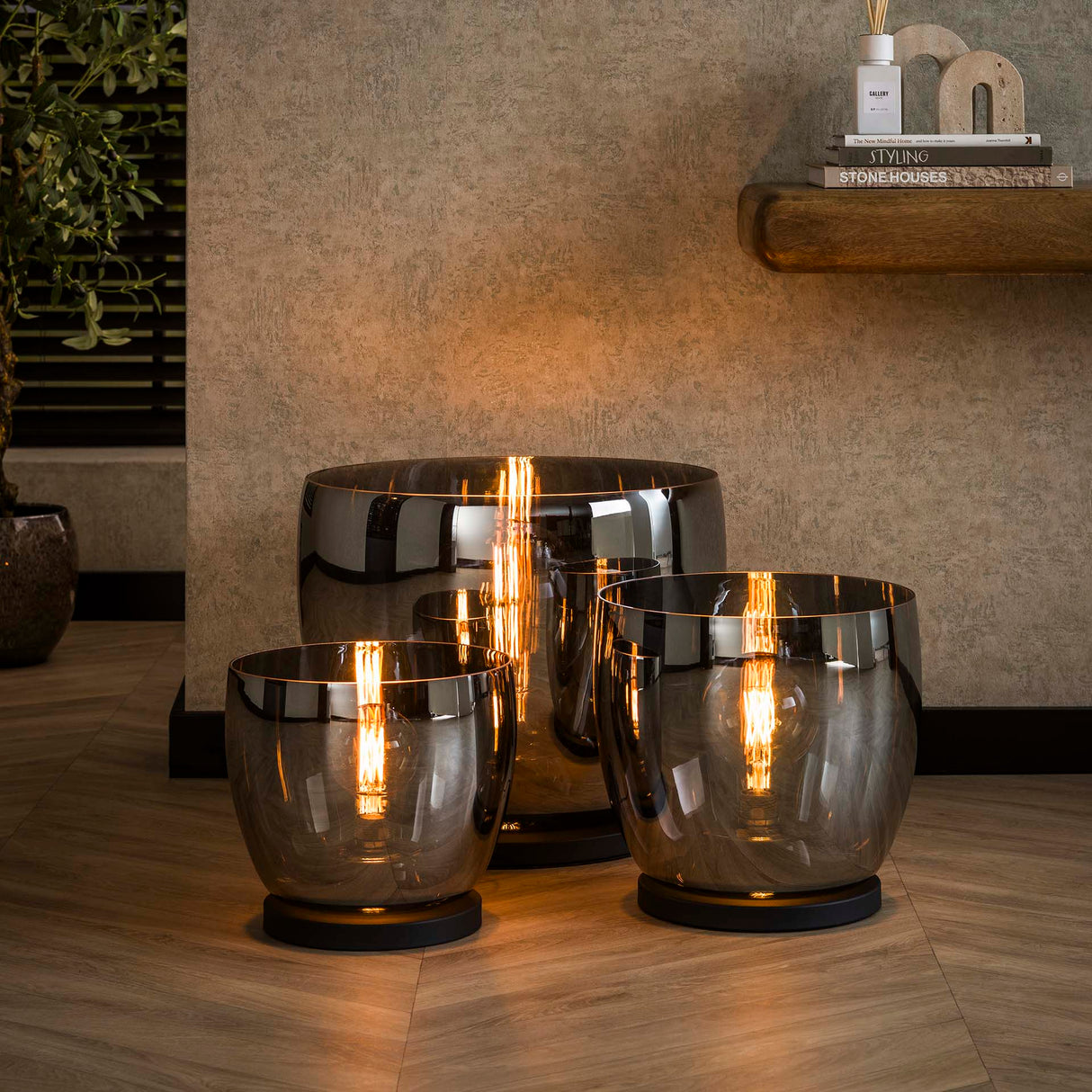 Vloerlamp Dain UP XXL Chroomkleurig glas