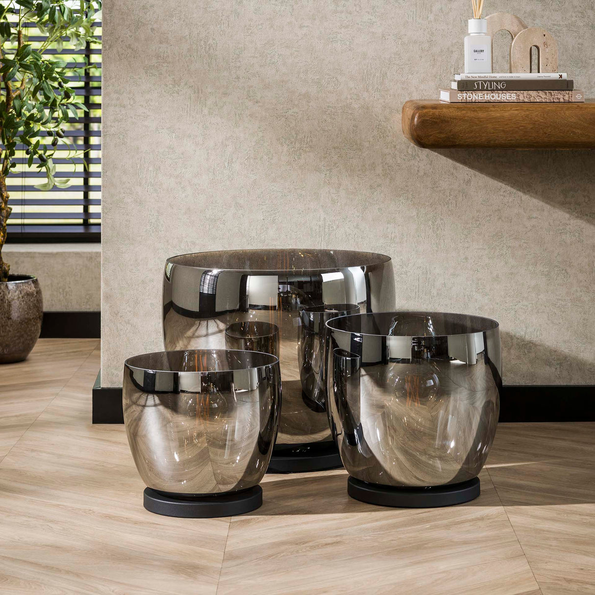 Vloerlamp Dain UP XXL Chroomkleurig glas