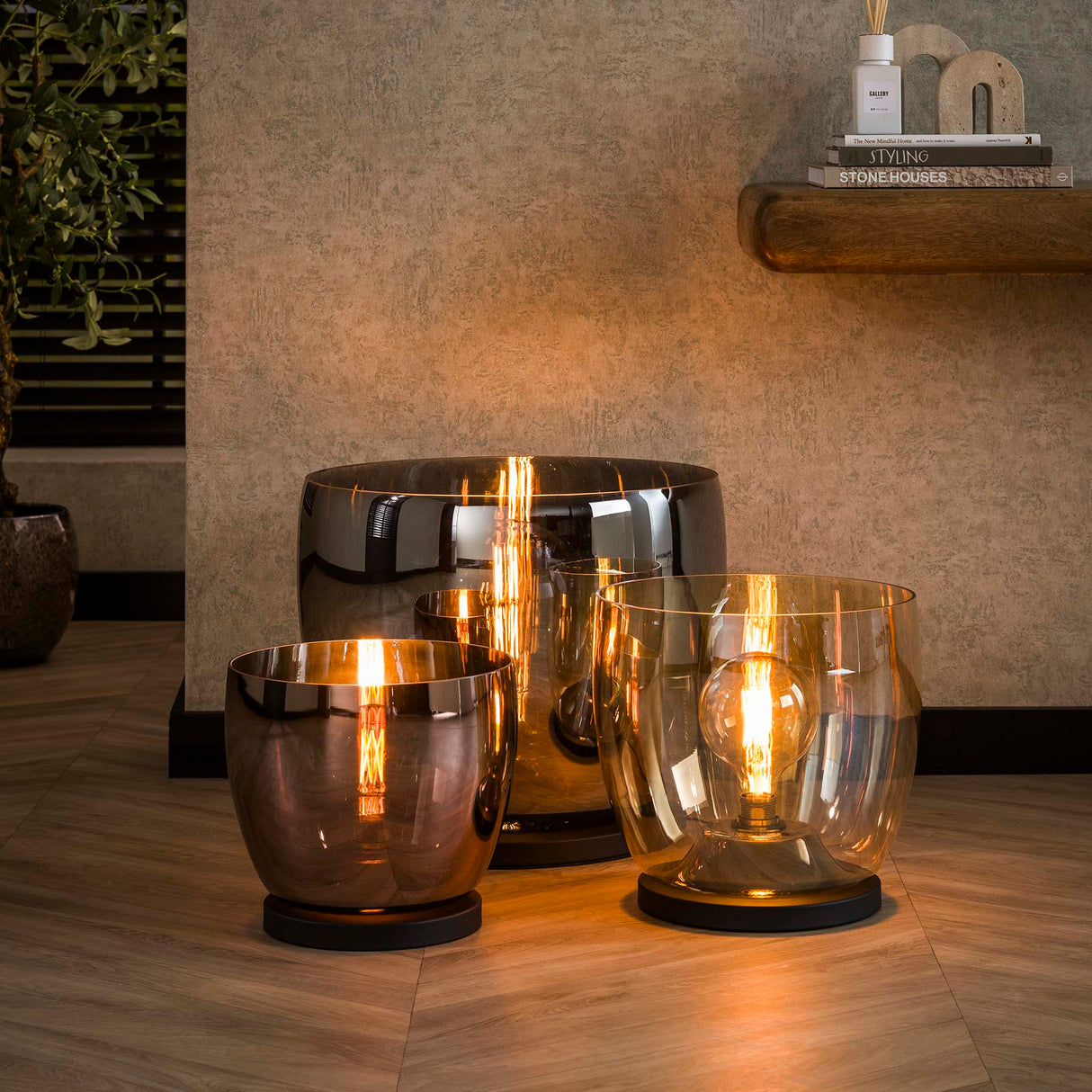 Vloerlamp Dain UP XXL Chroomkleurig glas