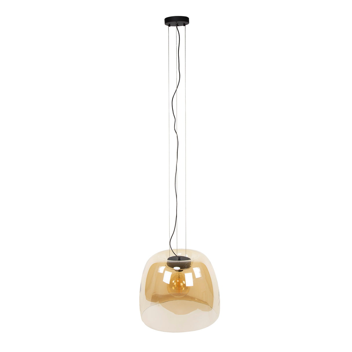 Hanglamp Dain 1-lichts XL amberkleurig glas