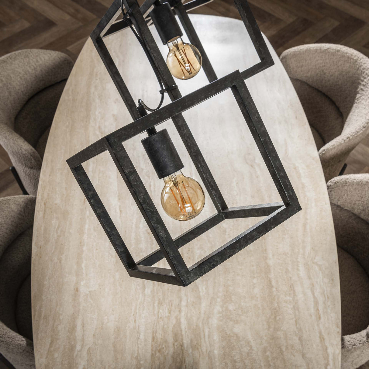 Hanglamp Drew 4-lichts kubus zwart