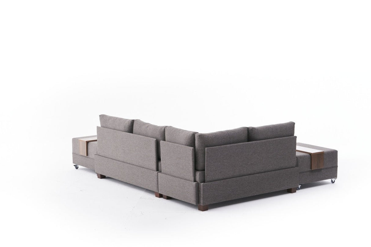Banken - Slaapbank taupe stof - XXL 280 x 210 - Links - Fly - Dimehouse