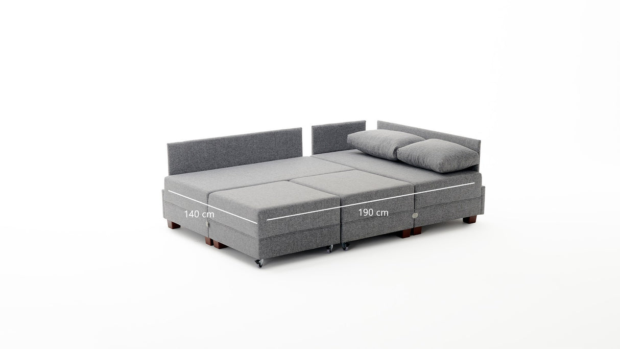 Banken - Slaapbank grijs stof - XXL 280 x 210 - Links - Fly - Dimehouse