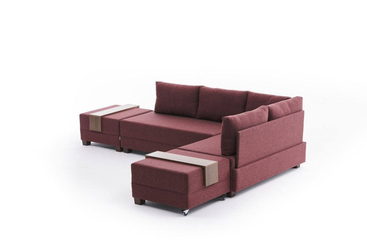 Banken - Slaapbank rood stof - XXL 280 x 210 - Rechts - Fly - Dimehouse