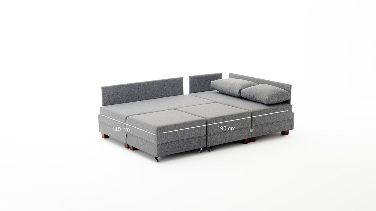 Banken - Slaapbank rood stof - XXL 280 x 210 - Links - Fly - Dimehouse