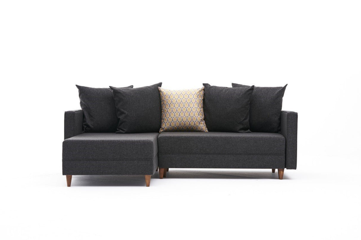 Banken - Slaapbank antraciet stof - hoekbank - compact 215 x 150 cm - Links - Aydam - Dimehouse