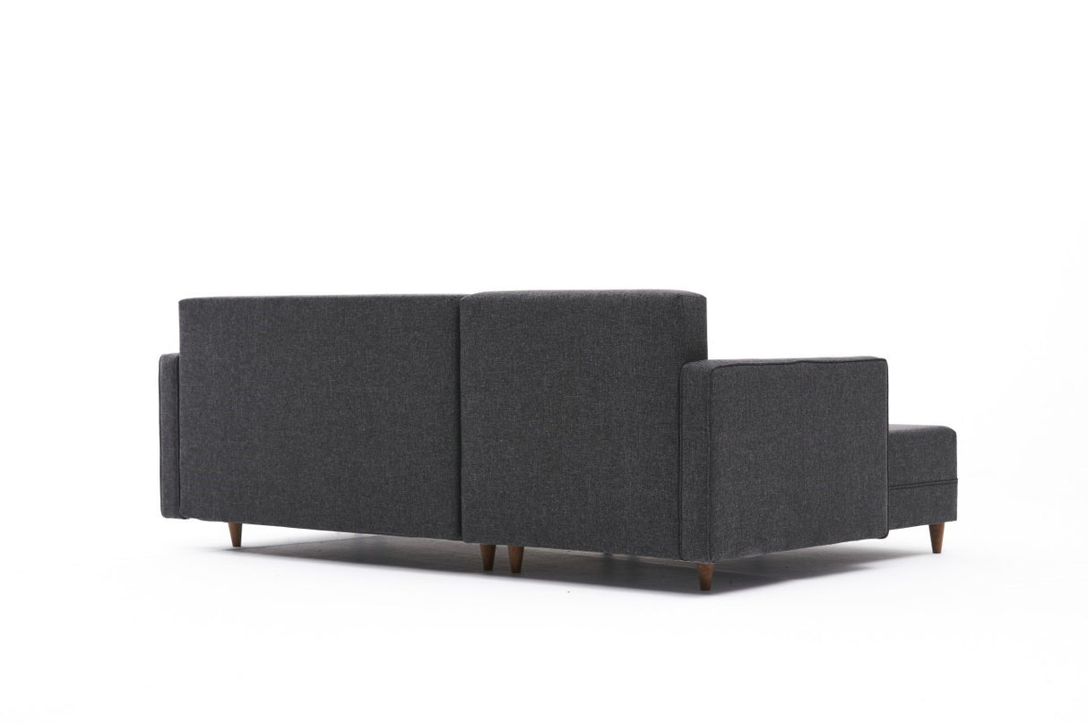 Banken - Slaapbank antraciet stof - hoekbank - compact 215 x 150 cm - Links - Aydam - Dimehouse