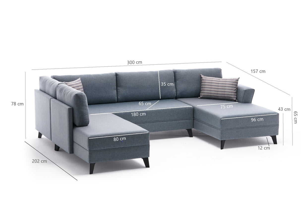 Banken - Slaapbank Beige stof - U - bank - XXL 300x202x152cm - Belen - Dimehouse
