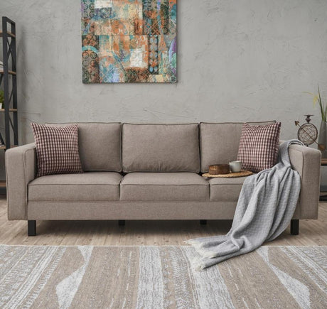 3-zits Bank Kale linnen stof taupe - comfortabele kussens