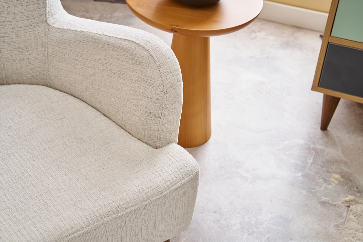 Moderne fauteuil Beige linnen stof met hoge poot Revos