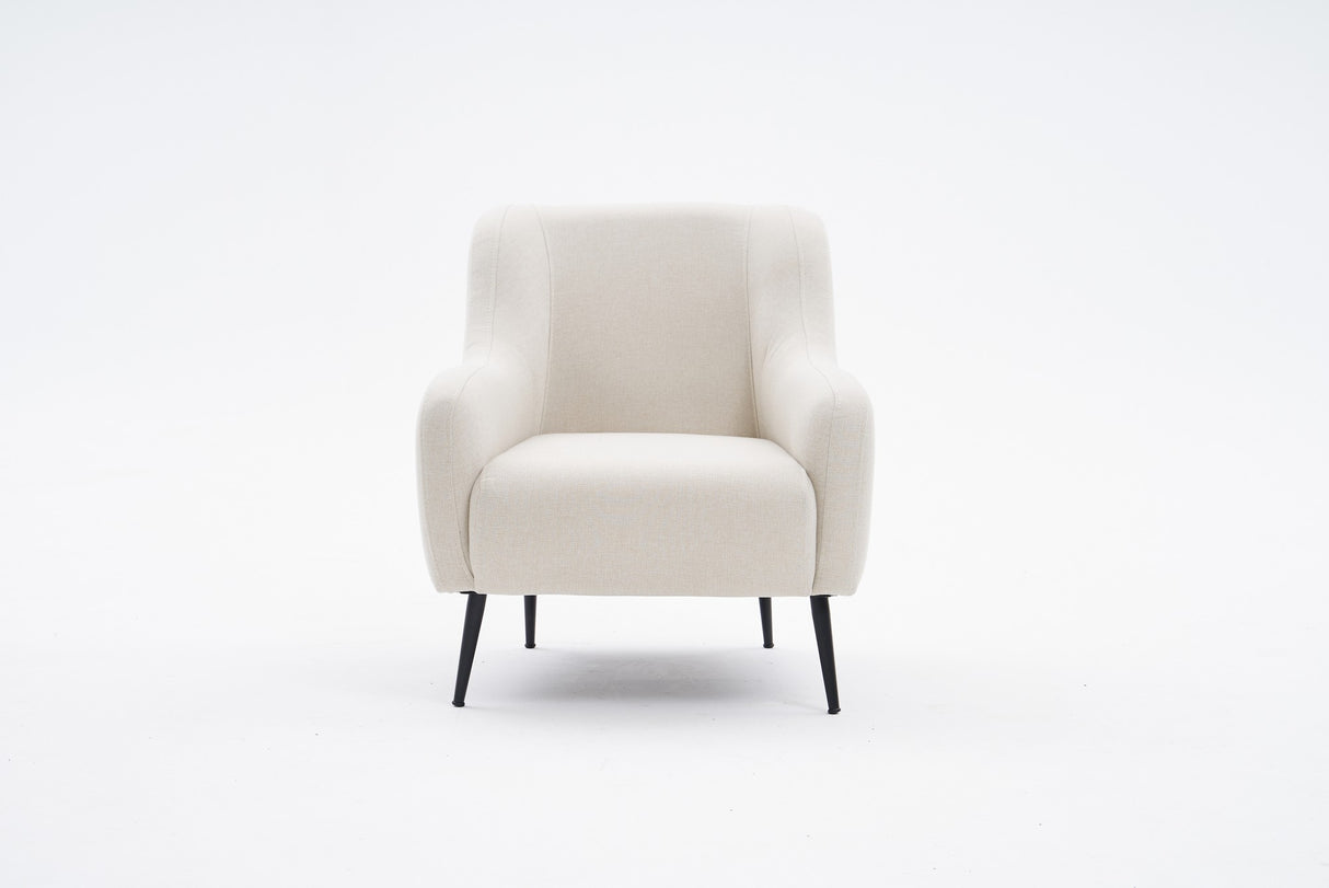 Moderne fauteuil Beige linnen stof met hoge poot Revos