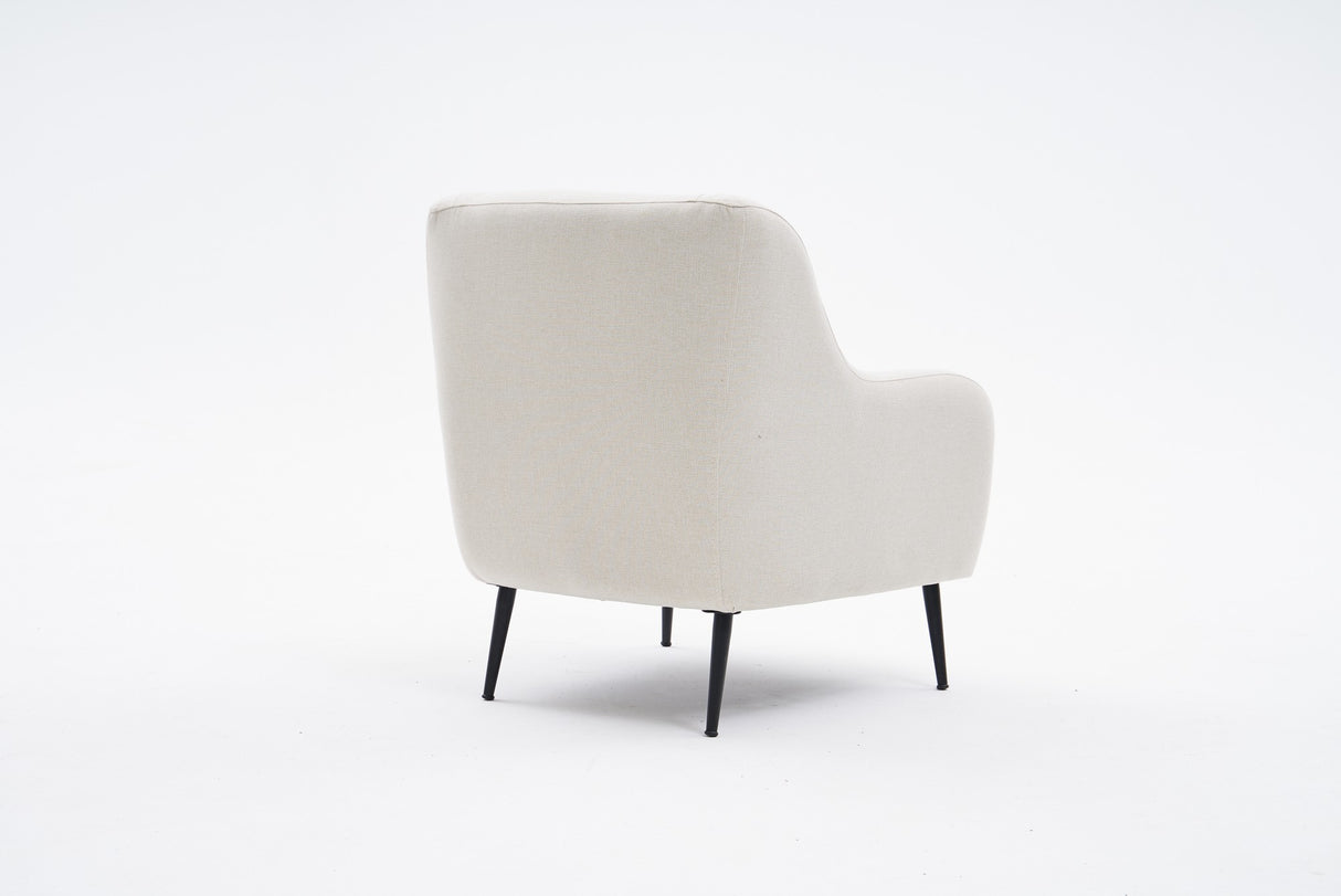 Moderne fauteuil Beige linnen stof met hoge poot Revos