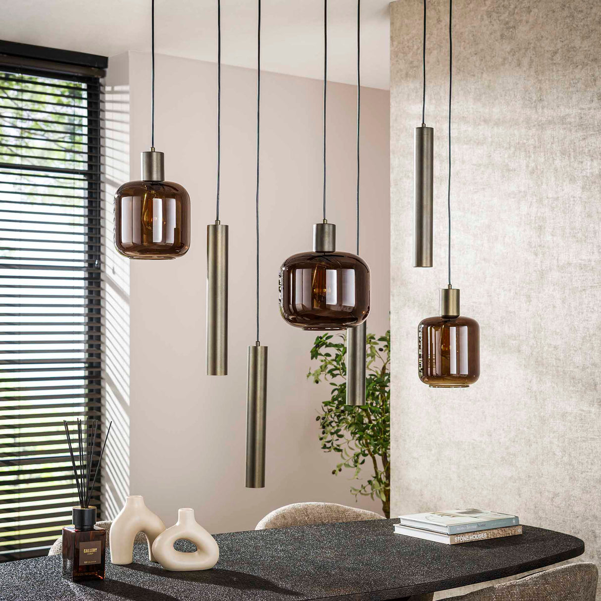 Hanglamp Dax 7-lichts brons 105 cm