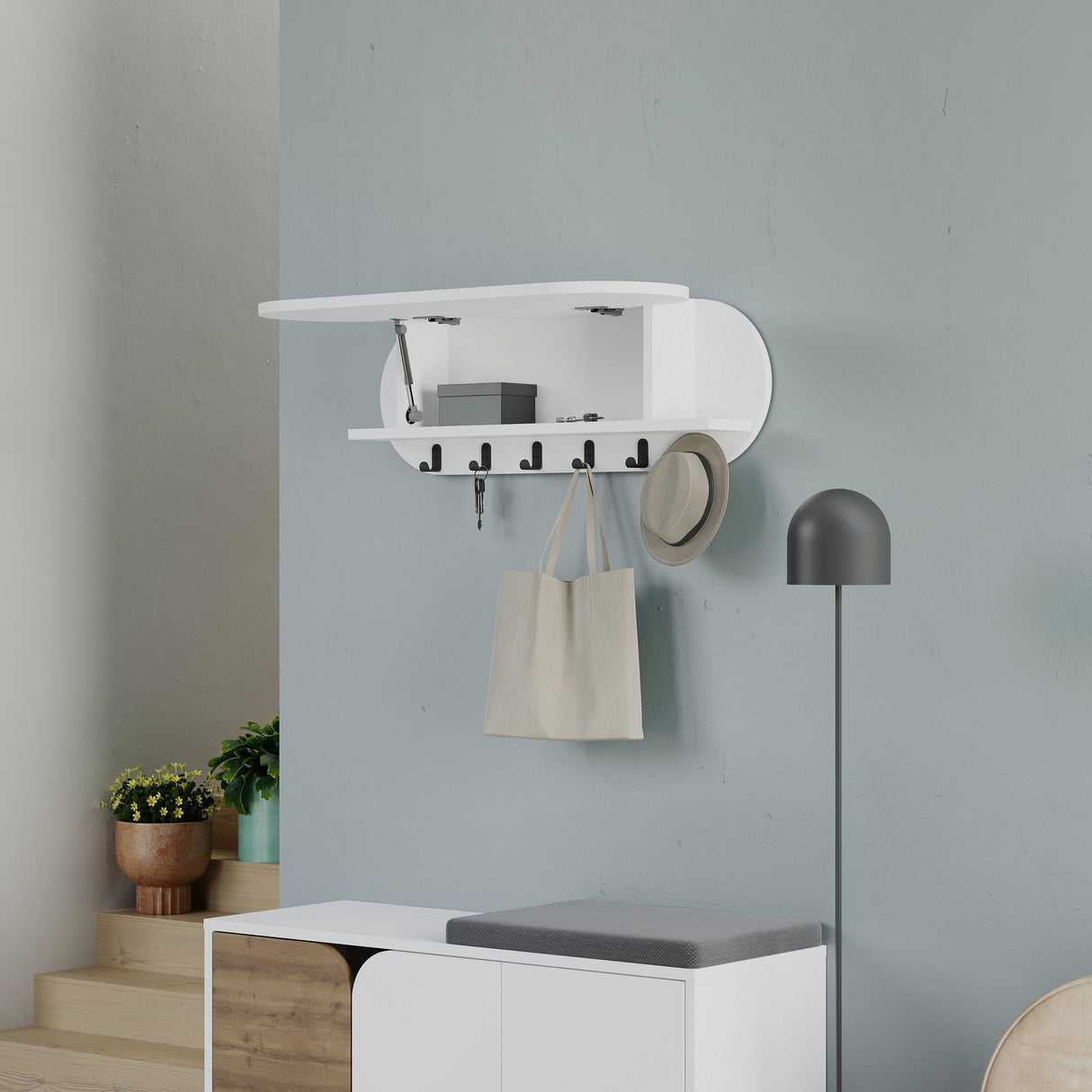 Kapstok Wit - Melamine - Met Vak