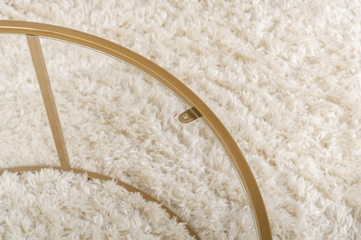Moderne Ronde Salontafel Uru Goud - Glas - 80 cm