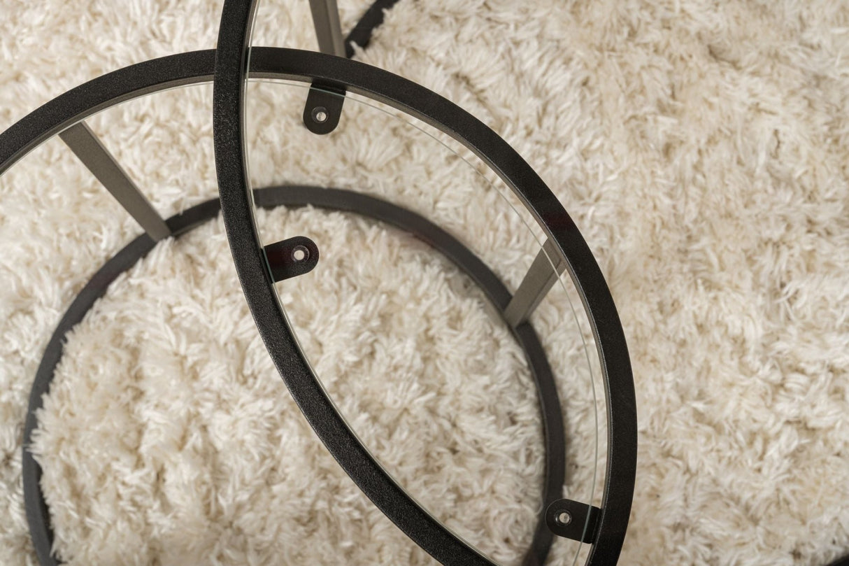 Moderne Ronde Salontafel Set van 2 Uru Zwart - Transparant Glas - 60/42 cm