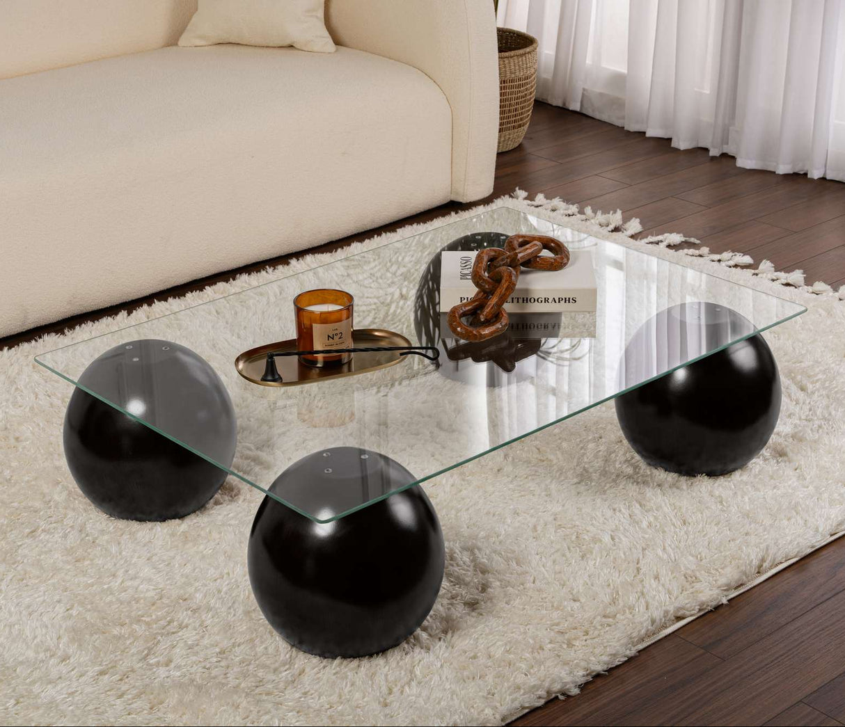 Salontafel Sera zwart transparant gehard glas 110x75x30 cm Black Transparent Tempered glass