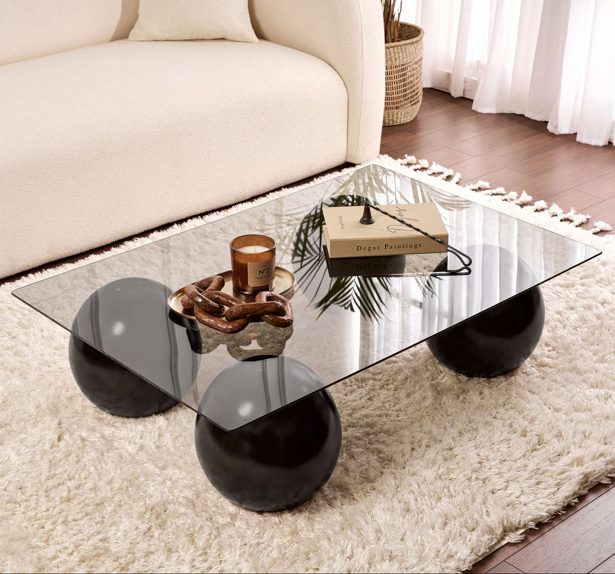 Salontafel Sera Gehard glas zwart en grijs 110x75 cm Black Grey Tempered glass