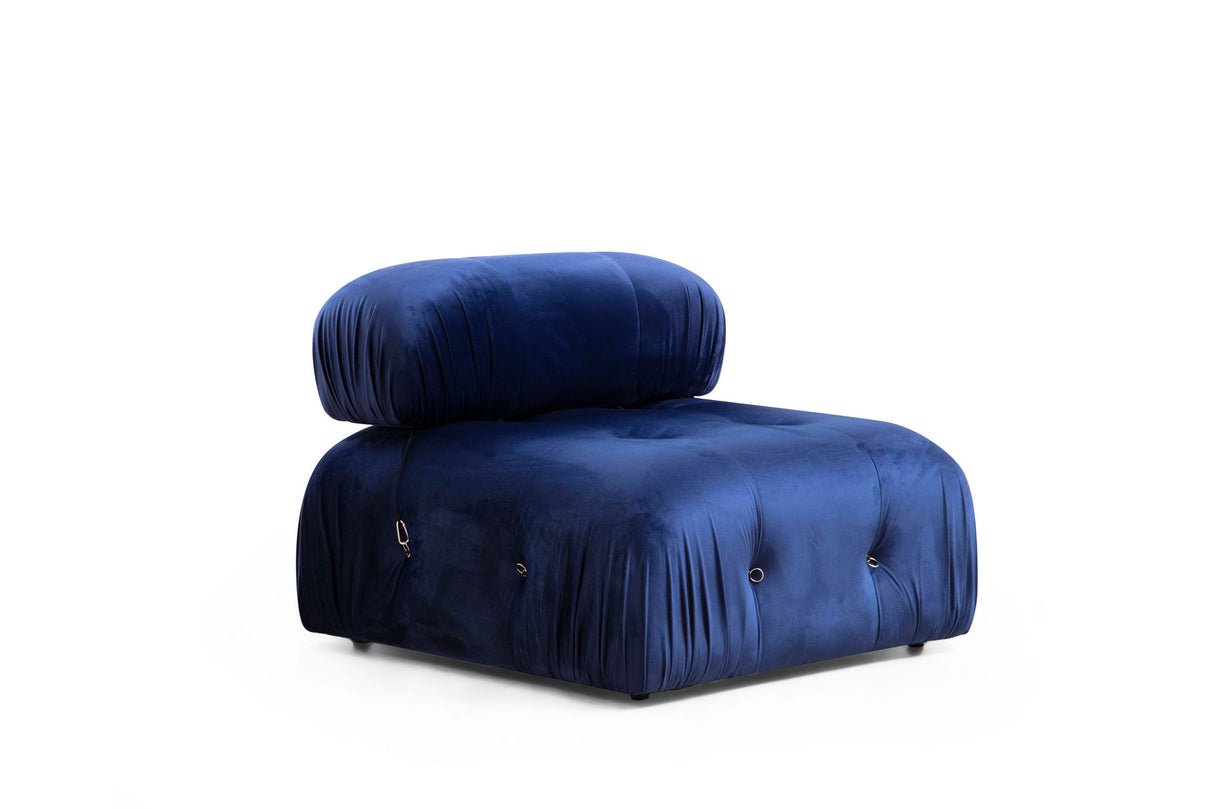 Modulaire XXL hoekbank Bubble met hocker - velvet blauw