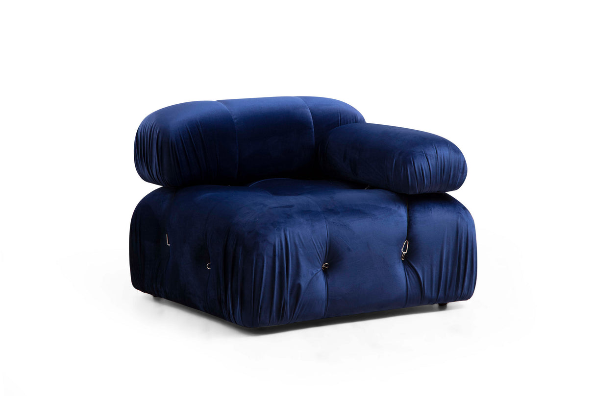 Modulaire XXL hoekbank Bubble met hocker - velvet blauw