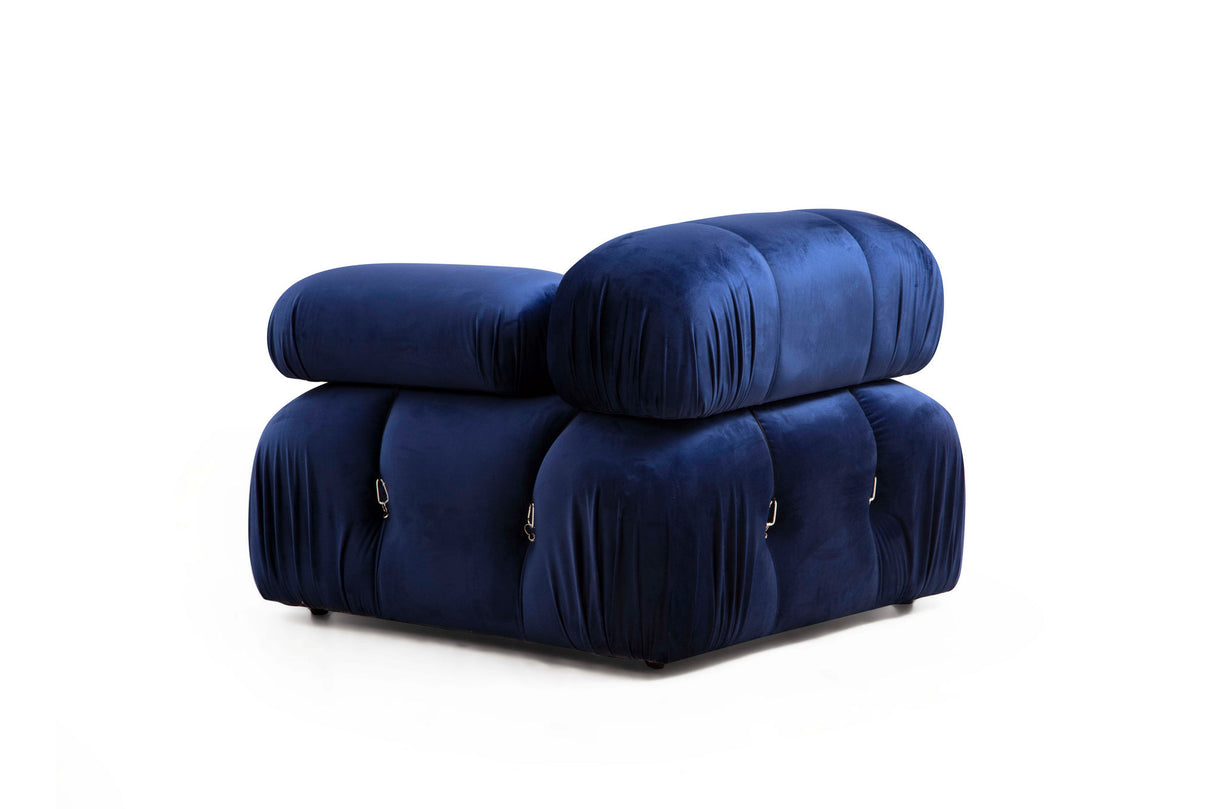 Modulaire XXL hoekbank Bubble met hocker - velvet blauw
