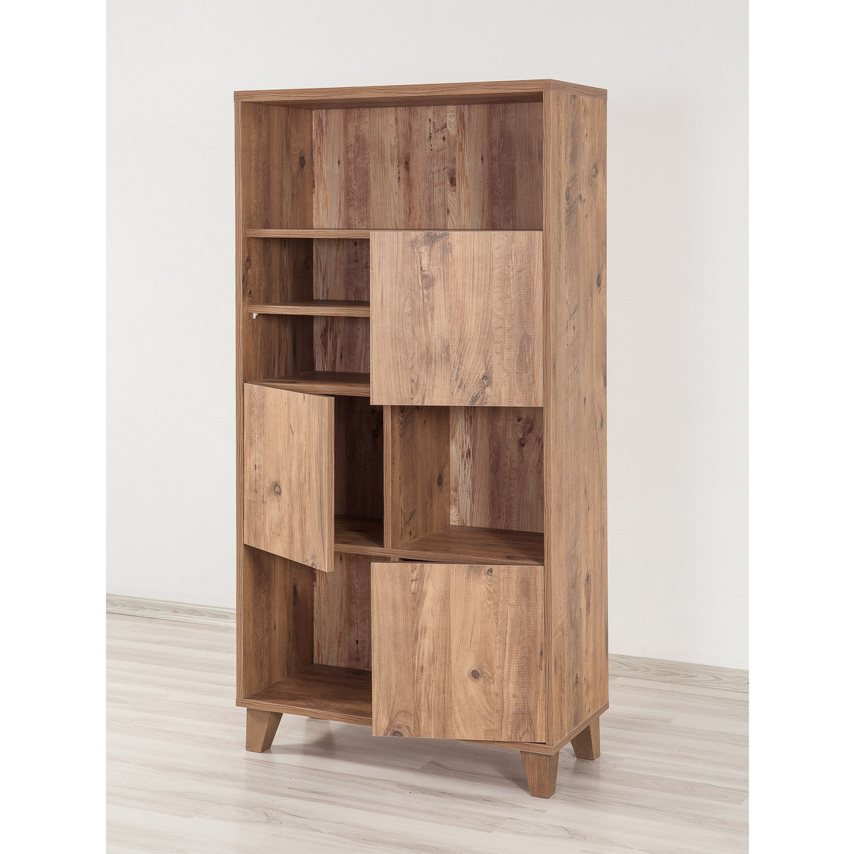 Boekenkasten - Boekenkast Marina Flora Atlantisch Dennenhout Melamine 80x155x36 cm - Dimehouse