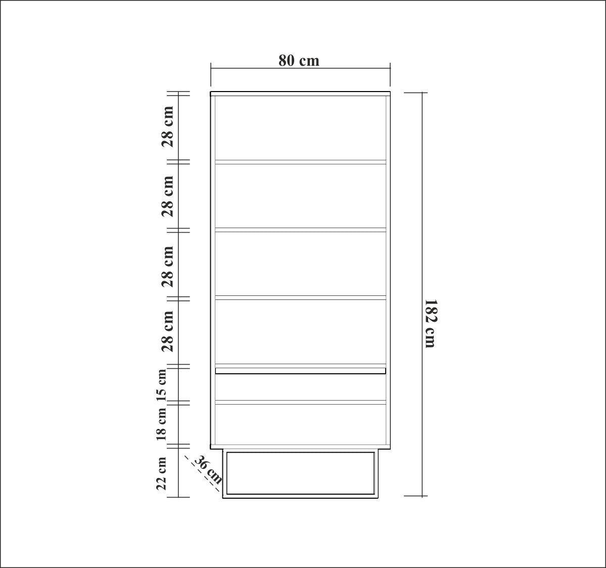 Boekenkast walnoot melamine Rea 80x182x36 cm