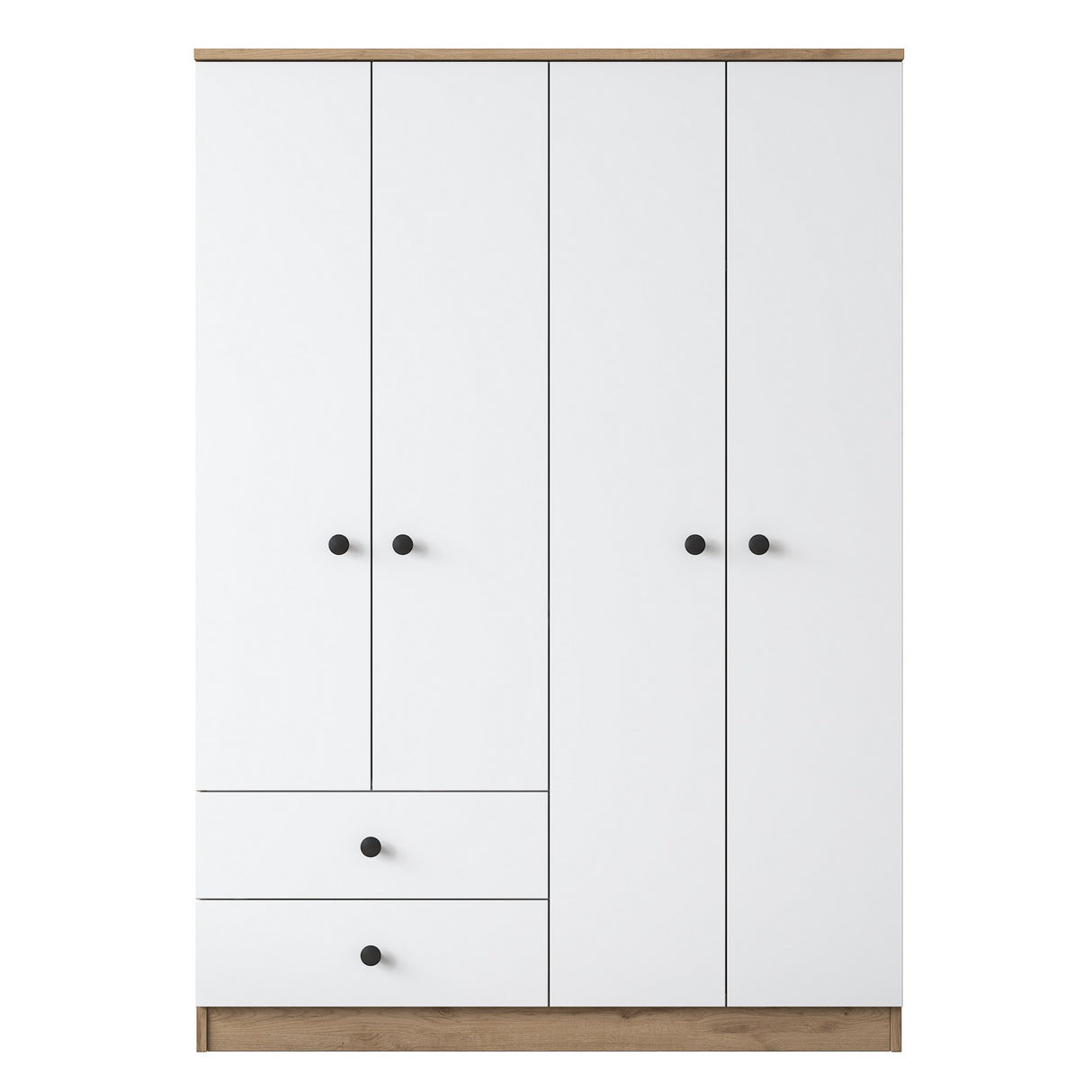 Kledingkast Walnoot Wit Melamine - Hang en leg - 120x170x42,5 cm - Aspen