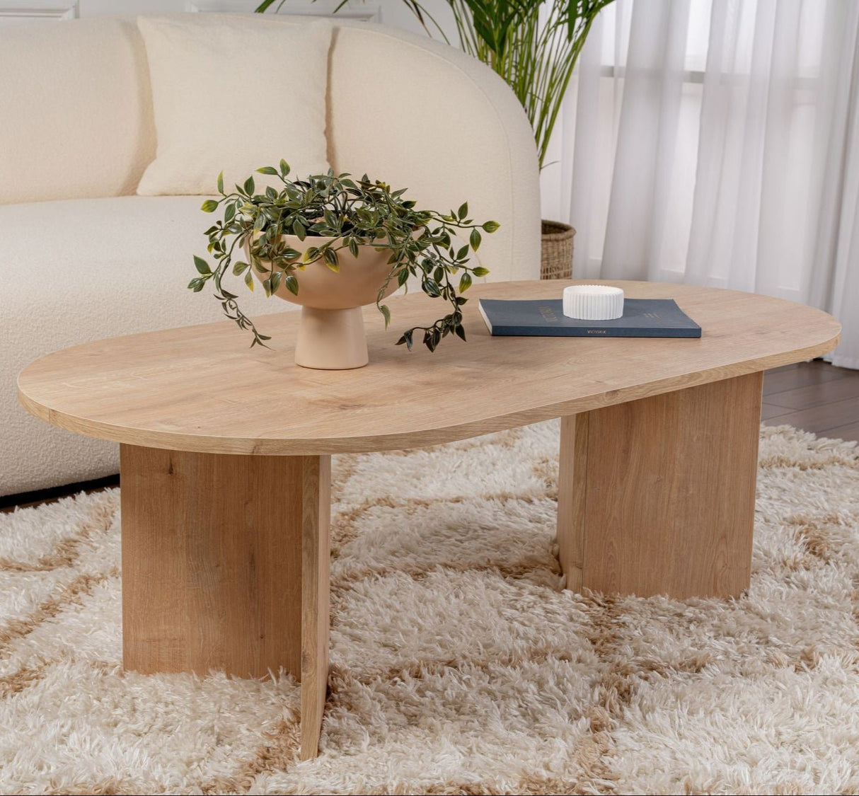 Ovale Salontafel Sapphire Eikenhout Look Sabla - 119x60