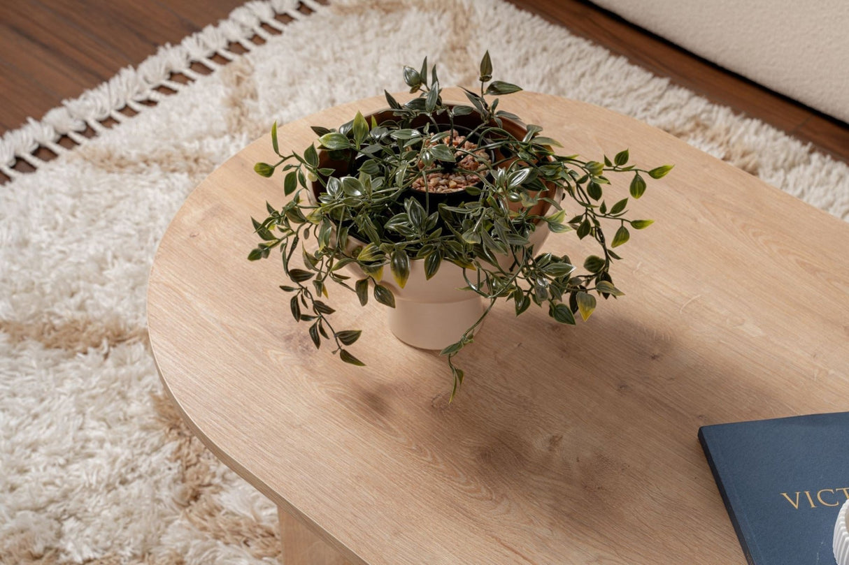 Salontafel licht eiken melamine boogvorm Sable 119x60 cm