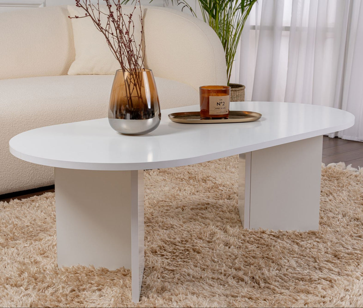 Ovale Salontafel Sapphire Wit Sabla - 119x60