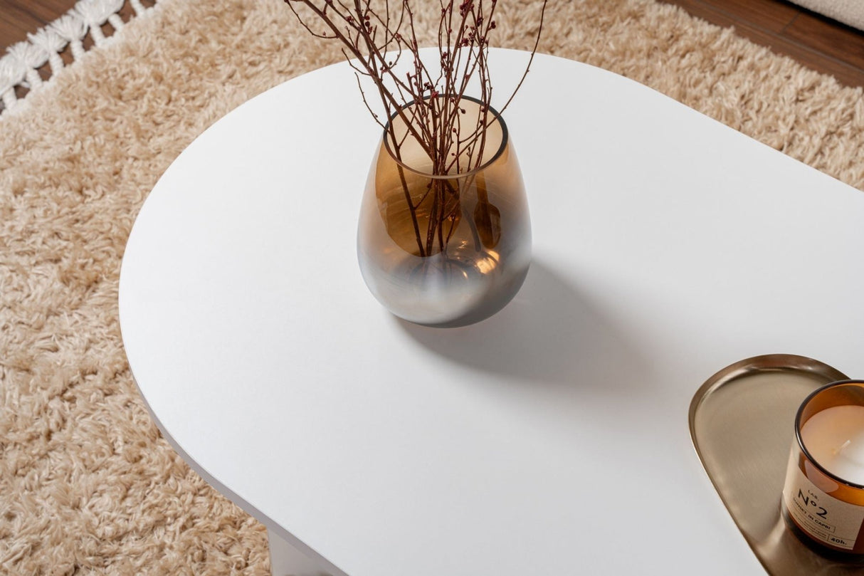 Salontafel wit melamine boogvorm Koda 119x60 cm