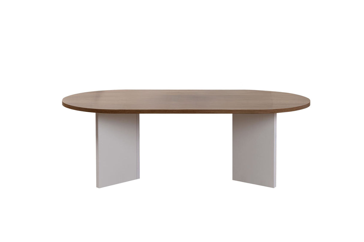 Salontafels - Salontafel walnoot wit melamine boogvorm Koda 119x60 cm - Dimehouse