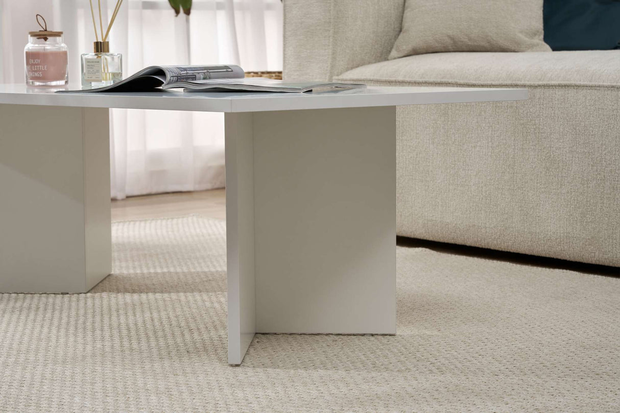 Salontafel Melamine wit 119x60 cm Sabin White