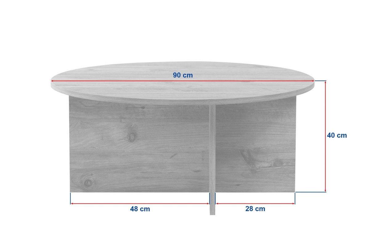 Ronde salontafel Dakota eiken melamine 90x90x40 cm