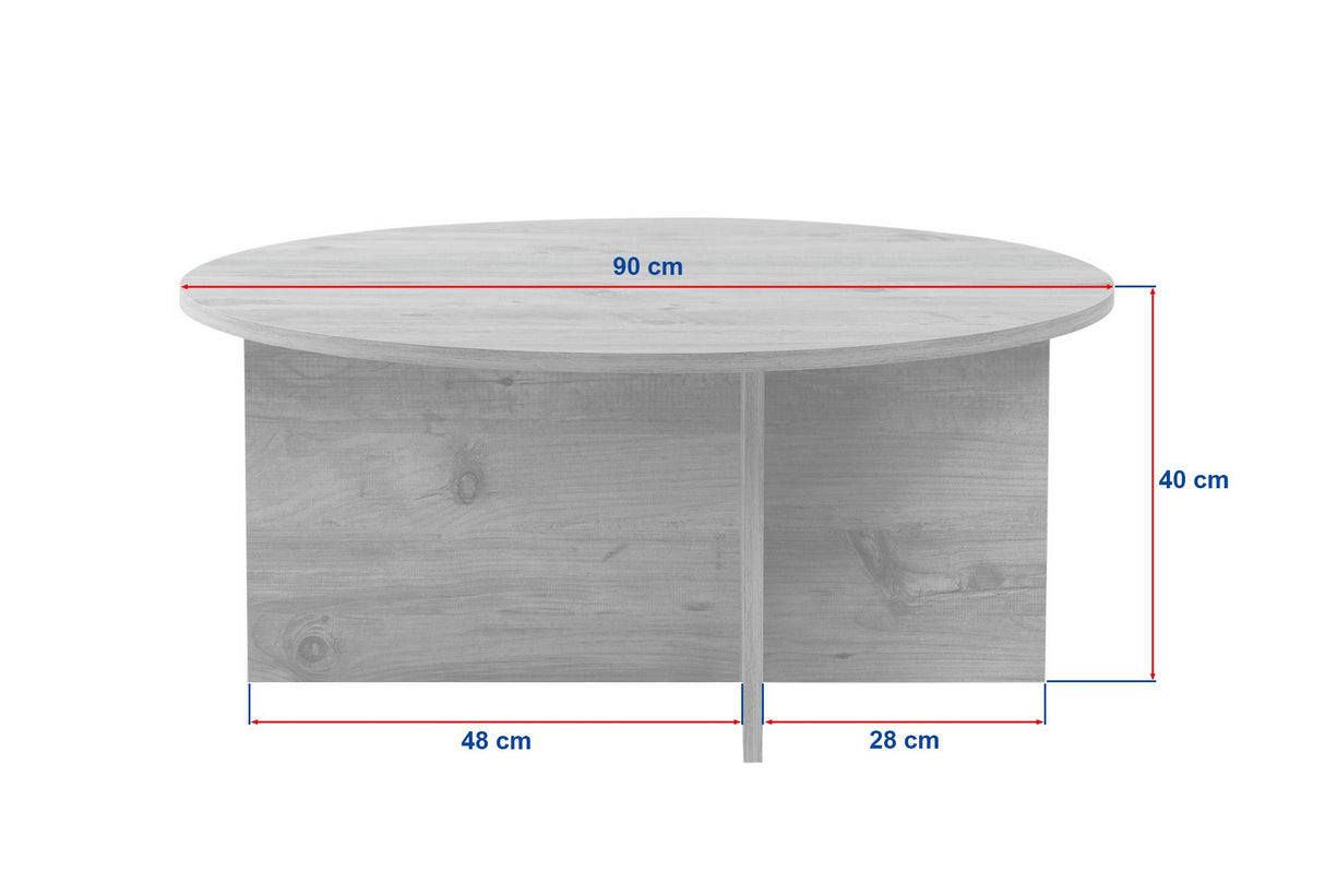 Ronde salontafel Dakota walnoot melamine 90x90x40 cm