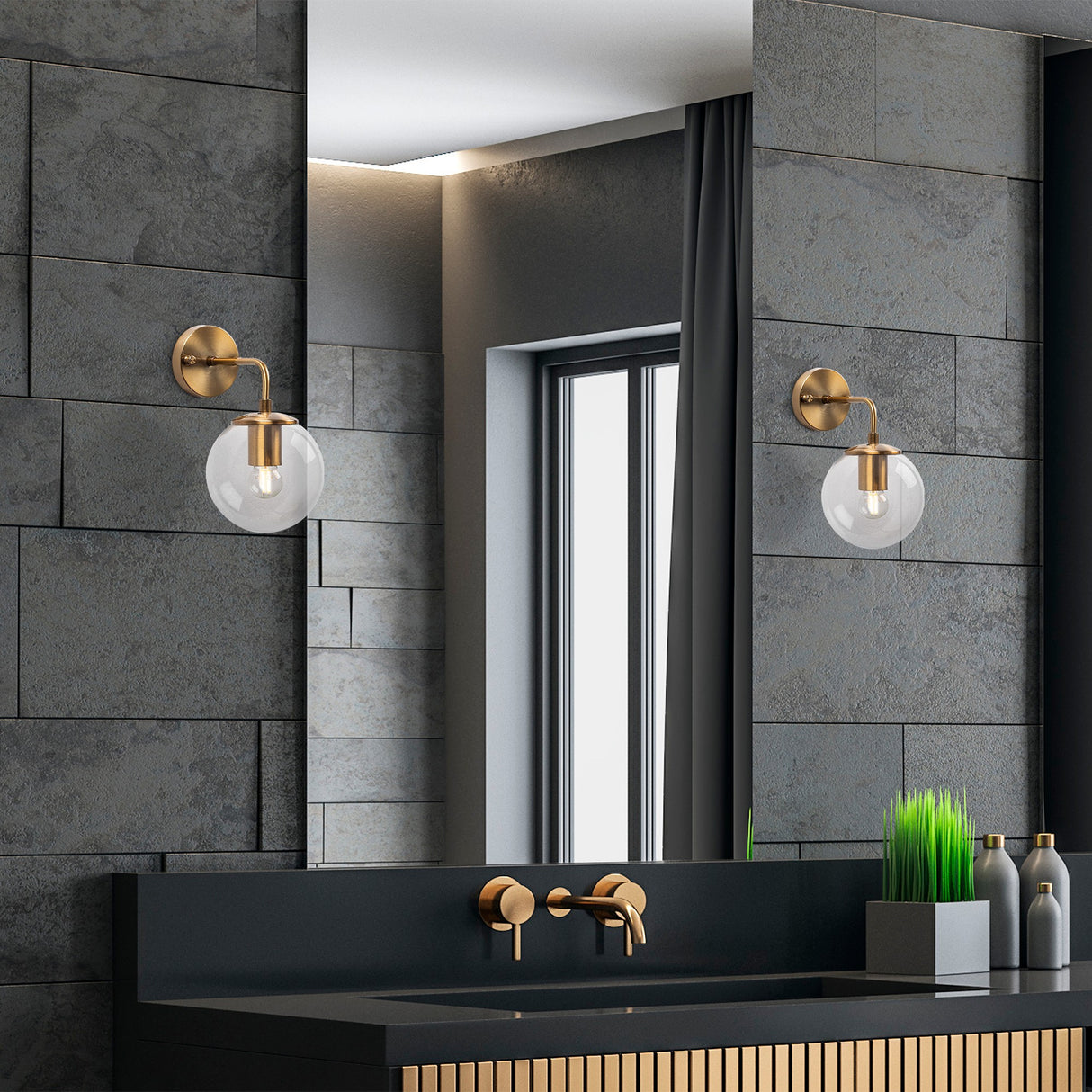 Wandlamp Bronskleurig Helder Glas Brim