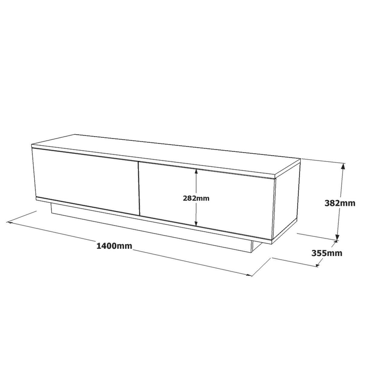 TV Meubels - TV Meubel Merida Zwart Melamine 140x38,2x35,5 cm - Dimehouse