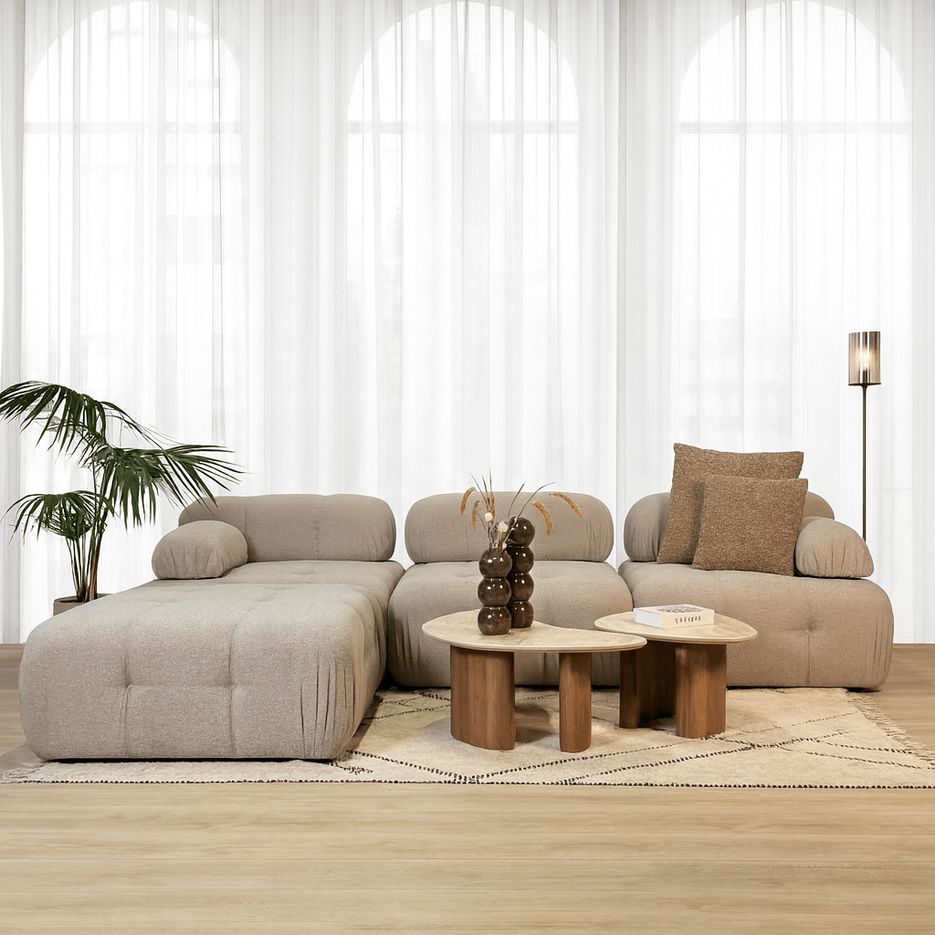 Modulaire bank 3-zits met hocker Doblo beige