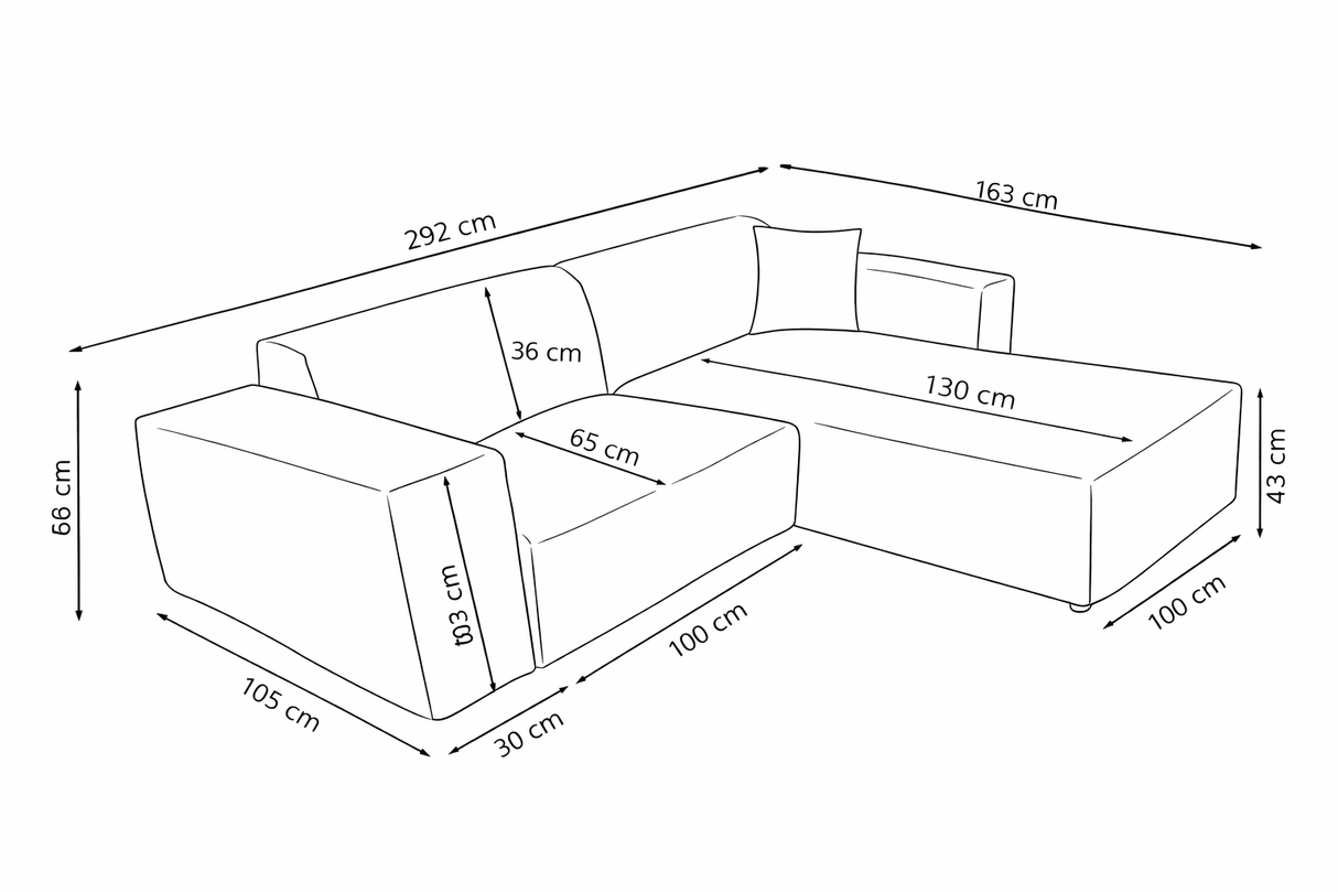Hoekbank Olijf Groen chenille Wayne 260 cm - hoek links en rechts monteerbaar