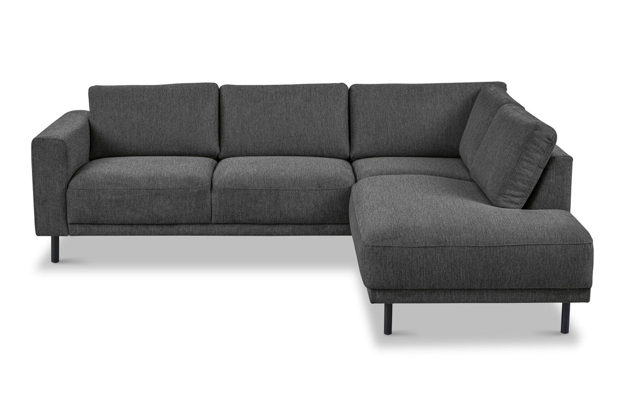 Moderne 3-zits hoekbank met Lounger Antraciet Stof Aniko rechts 240x197x78 cm