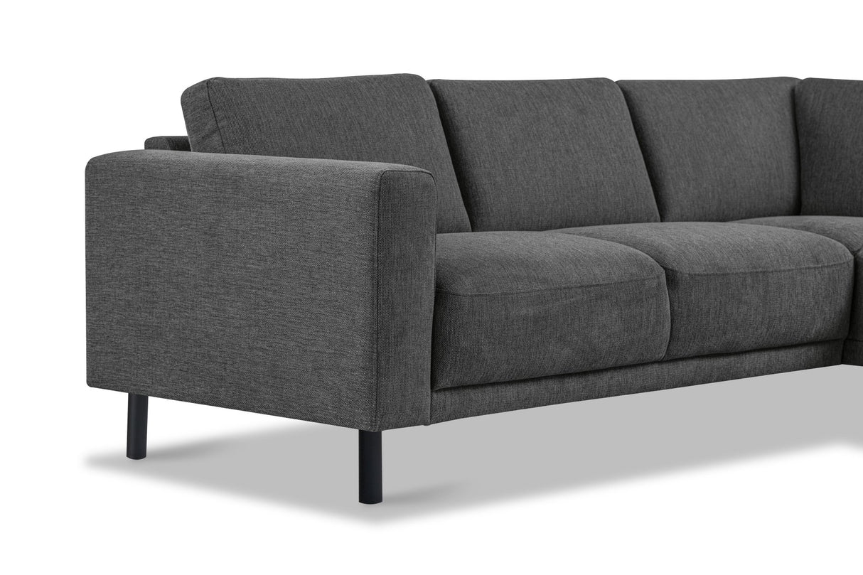 Banken - Moderne 3 - zits hoekbank met Lounger Antraciet Stof Aniko rechts 240x197x78 cm - Dimehouse