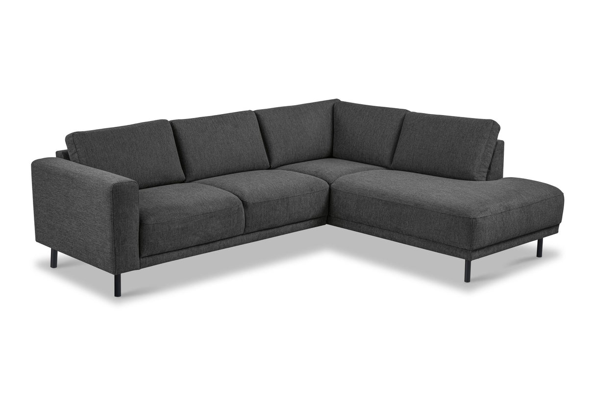 Banken - Moderne 3 - zits hoekbank met Lounger Antraciet Stof Aniko rechts 240x197x78 cm - Dimehouse