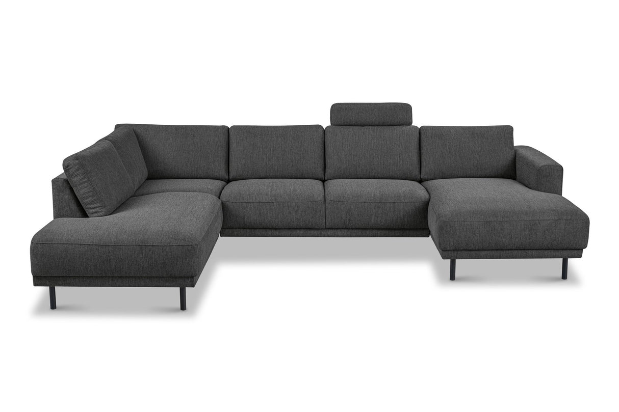Moderne U-Bank hoekbank Antraciet Stof- links - 310x197x142 cm - Aniko